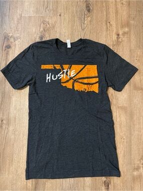 Bella Canvas Charcoal Tee with Orange Basketball Graphic